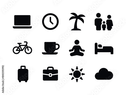 Work-Life Balance Icons. Work-Life Balance. Solid icon set of Wo