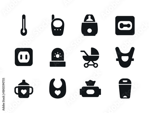 Essential Parenting Icons. Parenting Tools. Solid icon set of Pa