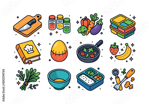 Creative Cooking Icons. Creative cooking and meal prep ideas. Co