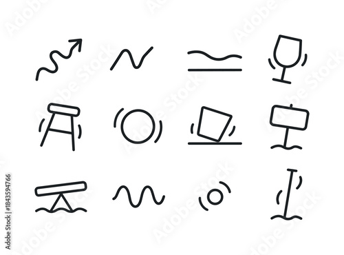 Wobble Icon Set. Wobble. Line icon set of Wobble: wobbling arrow