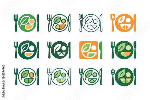 Healthy Eating Icons. Healthy Eating Habits. Icon set. Set Logo