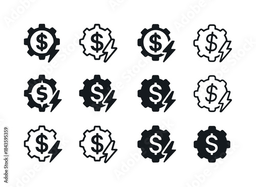 Production Cost Logos. Cost of production. Icon set. Set Logo of