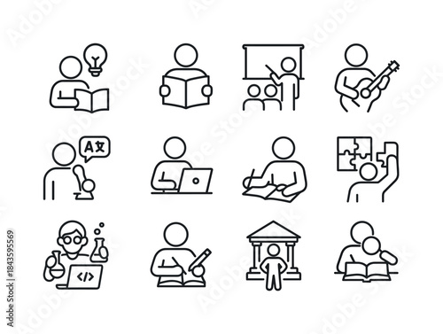Learning Growth Icons. Learning and Growth. Line icon set of Lea