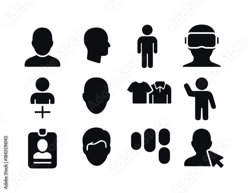 Virtual Avatar Icons. Virtual human avatars. Solid icon set of v