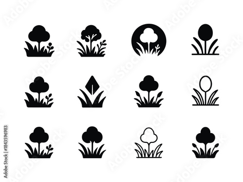 Glade Icon Variations. Glade. Icon set. Set Logo of glade: meado