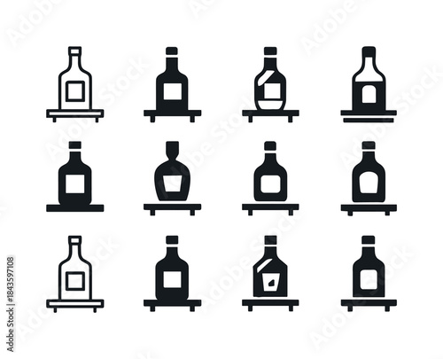 Spirit Emblem Icons. spirits on display in a bar. Icon set. Set