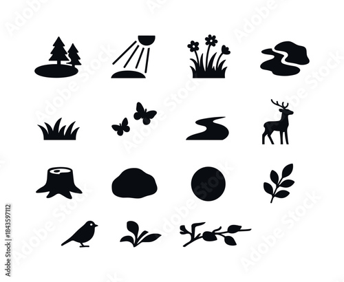 Glade Nature Icons. Glade. Solid icon set of glade: forest clear