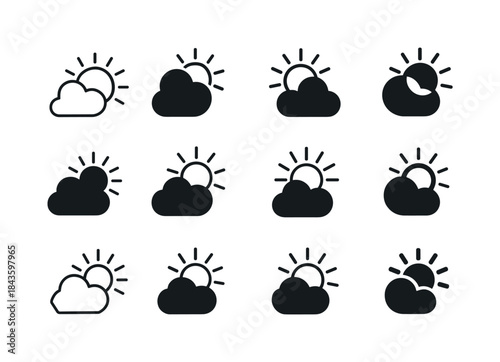 Weather Mood Icons. How Weather Affects Mood. Icon set. Set Logo