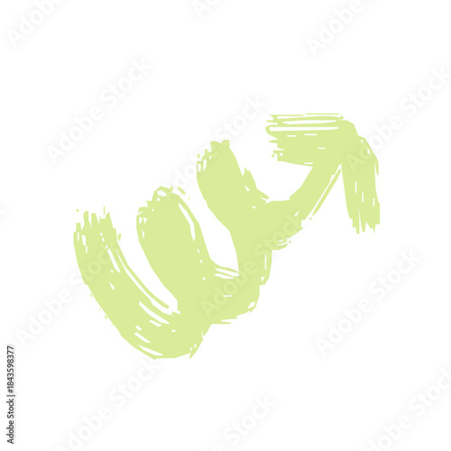 Yellow handdrawn curved brush arrow