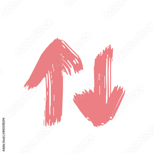 Red handdrawn brush arrows up down