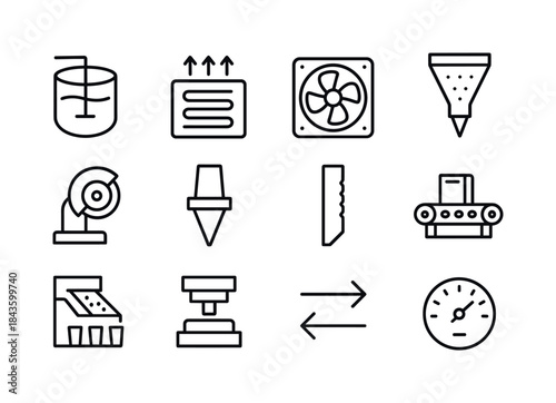 Industrial Icon Set. Industrial processes. Line icon set of indu