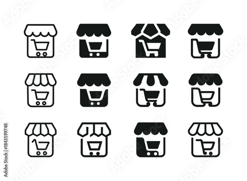 Online Entrepreneur Icons. Online entrepreneurship. Icon set. Se