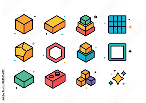Colorful Geometric Blocks. Geometric Blocks. Colorful isometric
