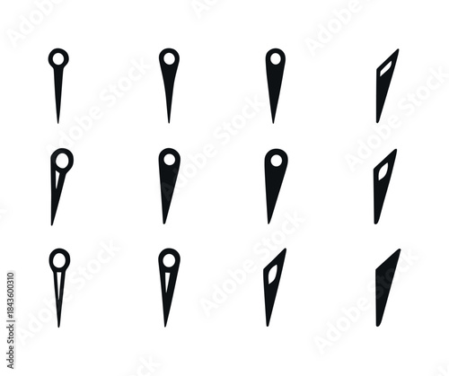 Needle Logo Variations. sharp needle. Icon set. Set Logo of shar