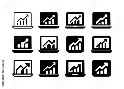 Online Entrepreneurship Logos. Online entrepreneurship. Icon set