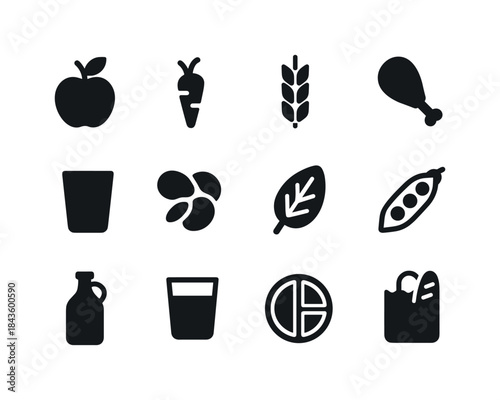 Food Groups Icons. Food Groups. Solid icon set of Food Groups: f