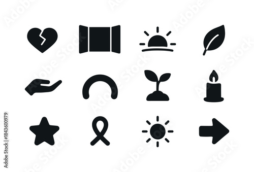 Emotional Healing Icons. Emotional Healing. Solid icon set of Em