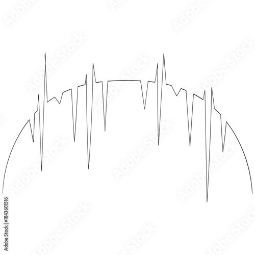 Continuous one line drawing of heartbeat pulse line with love shape. Heart care in single line draw illustration. Editable sat Continuous Line Art Illustration of a heart