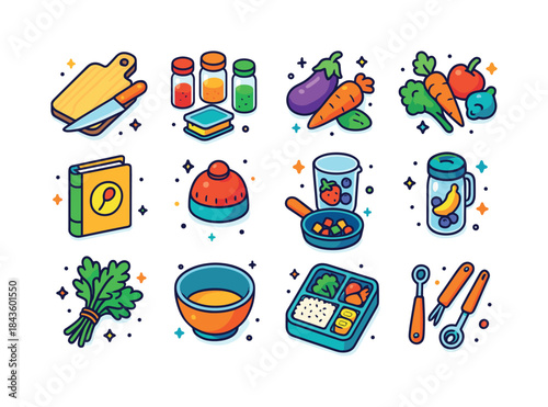 Creative Cooking Icons. Creative cooking and meal prep ideas. Co