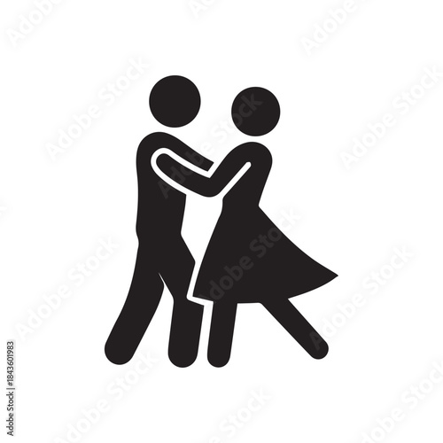 Beautiful couple dancing silhouette vector