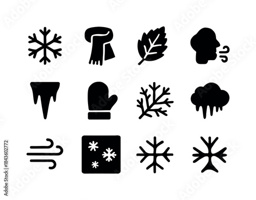 Winter Chill Icons. Winter chill. Solid icon set of Winter chill