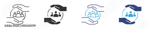 People Care Icon Set, Community Protection, User Support and Group Safety Concept, Vector Illustration