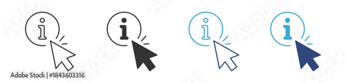 Information Click Icon Set, Info Button, User Interaction and Digital Help Concept, Vector Illustration