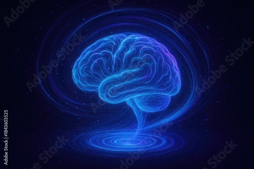 Abstract digital brain visualization, intelligence, data flow, and neural networks brain human.