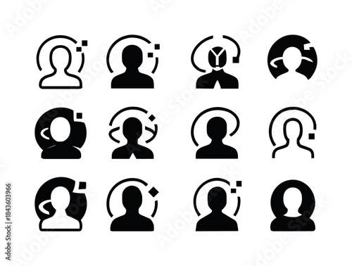 Virtual Avatar Icon Set. Virtual human avatars in digital enviro