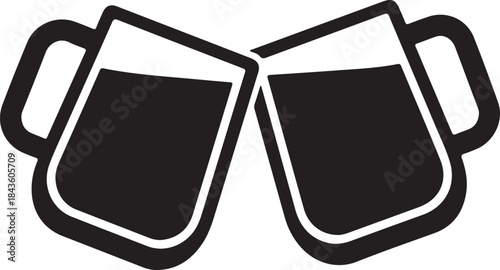 Two beer mugs clinking toast icon silhouette