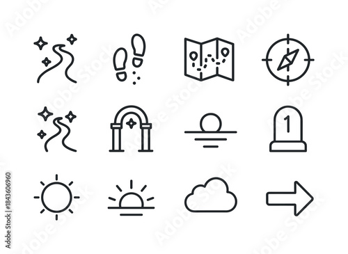 Dream Icons Collection. Dream Journey. Line icon set of Dream Jo