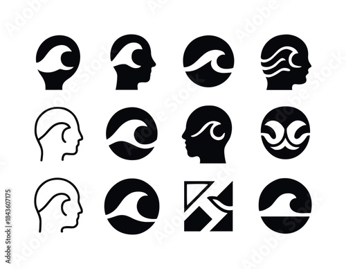 Mental Game Logos. Winning the mental game. Icon set. Set Logo o
