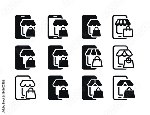 Entrepreneurship Icon Variations. Online entrepreneurship. Icon