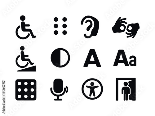 Inclusive Design Icons. Inclusive Design. Solid icon set of Incl