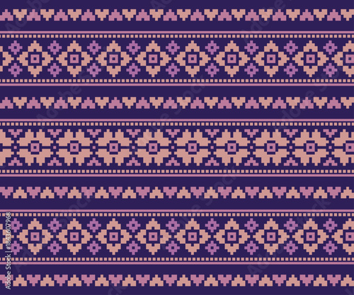 Floral patterns in geometric shapes, available in various seamless horizontal designs, are perfect for decorating backgrounds, fabrics, and clothing.