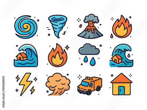 Natural Disasters Icons. Natural Disasters. Colorful isometric v