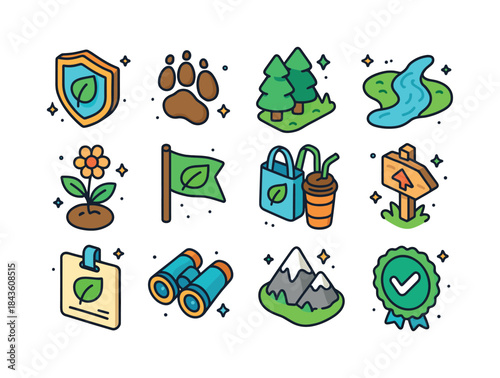 Nature Protection Icons. Nature protection. Colorful isometric v