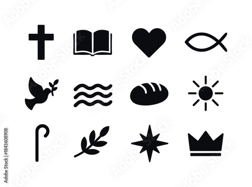 Christian Symbols Icons. Jesus