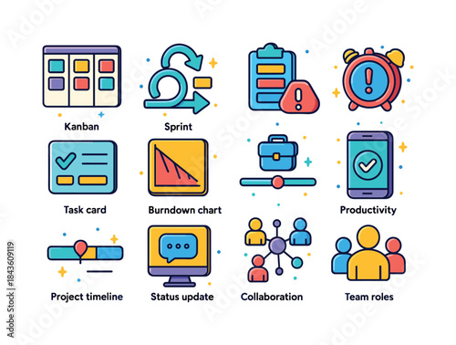 Isometric Project Management Icons. Digital project management.