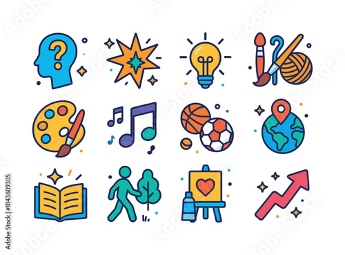 New Passions Icons. New Passions. Colorful isometric vector icon