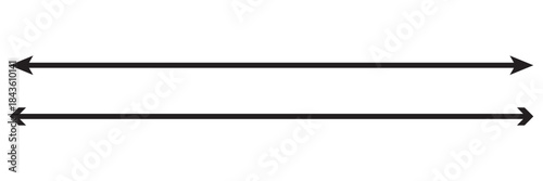 Horizontal long straight arrow signs. Black pointer, direction, position symbol and double arrow icon isolated on white background. Vector Illustration