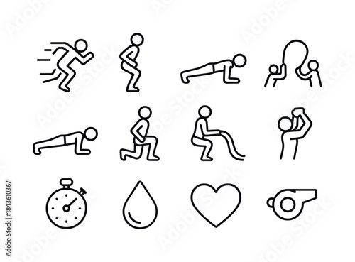 High-Intensity Icons. High-intensity training. Line icon set of
