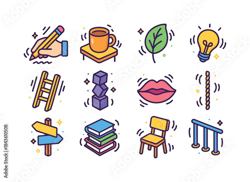 Isometric Tremor Icons. Tremor. Colorful isometric vector icons