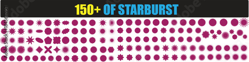 Set of red starburst shapes collection, sale stickers, badges, price tags, discounts, graphic elements
