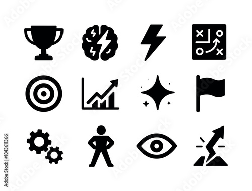High-Performance Icons. High-performance mindset. Solid icon set
