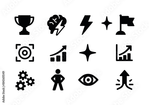 High-Performance Icons. High-performance mindset. Solid icon set