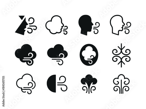 Chilly Breeze Logos. Chilly Morning Breeze. Icon set. Set Logo o