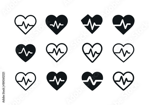 Emotional Heart Logos. Emotional Check-ins. Icon set. Set Logo o