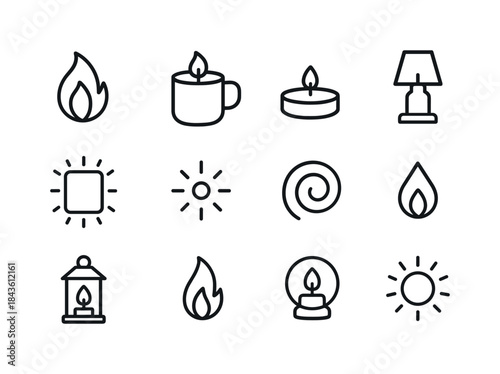 Cozy Light Icons. Cozy Light. Line icon set of Cozy Light: soft