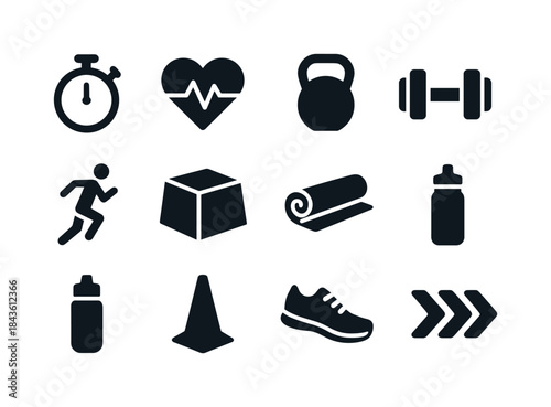 HIIT Training Icons. HIIT Training. Solid icon set of HIIT Train